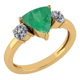Certified 2.25 Ctw Emerald And Diamond Ladies Fashion Halo Ring 14K Yellow Gold (VS/SI1) MADE IN USA