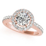 Certified 1.30 Ctw SI2/I1 Diamond 14K Rose Gold Engagement Halo Ring