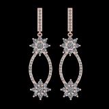 1.88 Ctw VS/SI1 Diamond 14K Rose Gold Dangling Earrings