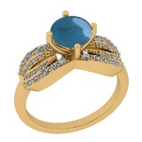 2.60 Ctw SI2/I1 Aquamarine And Diamond 14K Yellow Gold Wedding Ring