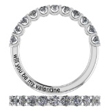 Certified 0.94 Ctw Diamond SI1/SI2 Valentine Collection Free Engraved Band Ring 14K Gold