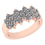 Certified 1.52 Ctw SI2/I1 Diamond 14K Rose Gold Victorian Style Simple Band Ring