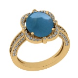 4.02 Ctw SI2/I1 Aquamarine And Diamond 14K Yellow Gold Engagement Ring