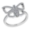 0.70 Ctw Si2/i1 Diamond 14K White Gold Creature butterfly Ring