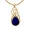 5.02 Ctw SI2/I1 Blue Sapphire And Diamond 14K Yellow Gold Pendant