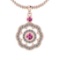 1.03 Ctw SI2/I1 Pink Sapphire And Diamond 14K Rose Gold Pendant Necklace