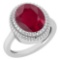 Certified 5.05 Ctw Ruby 14K White Gold Solitaire Ring