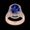 6.87 Ctw VS/SI1 Tanzanite and Diamond 14K Rose Gold Vintage Style Ring