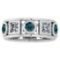 Certified 3.00 Ctw I2/I3 Treated Fancy Blue And White Diamond 14K White Gold Vingate Style Band Ring