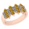 Certified 1.51 Ctw I2/I3 Yellow Sapphire And Diamond 10K Rose Gold Band Ring