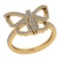 0.70 Ctw Si2/i1 Diamond 14K Yellow Gold Creature butterfly Ring