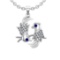 0.08 Ctw SI2/I1 Blue Sapphire and Diamond 14K White Gold Little Birds Necklace