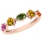 Certified 0.95 Ctw Multi Sapphire 14K Rose Gold Ring