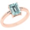2.54 Ctw SI2/I1 Aquamarine And Diamond 14K Rose Gold Ring