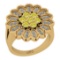 0.94 Ctw i2/i3 Treated Fancy Yellow and White Diamond 14K Yellow Gold Flower Engagement Ring