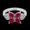 2.13 Ctw VS/SI1 Ruby And Diamond Prong Set 14K White Gold Vintage Style Ring