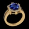 4.84 Ctw VS/SI1 Tanzanite and Diamond 14K Yellow Gold Vintage Style Ring