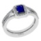 0.80 Ctw SI2/I1 Blue Sapphire And Diamond 14K White Gold Ring