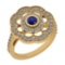 1.09 Ctw SI2/I1 Blue Sapphire And Diamond 14K Yellow Gold Engagement Halo Ring