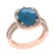 4.02 Ctw SI2/I1 Aquamarine And Diamond 14K Rose Gold Engagement Ring