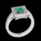 0.83 Ctw VS/SI1 Emerald And Diamond Prong Set 14K White Gold Vintage Style Ring