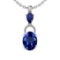 Certified 5.36 Ctw VS/SI1 Tanzanite,Blue Sapphire And Diamond 14K White Gold Vintage Style Necklace