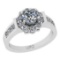 1.32 Ctw SI2/I1 Gia Certified Center Diamond 14K White Gold Ring