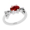 0.75 Ctw I2/I3 Red Sapphire 14K White Gold Solitaire Ring