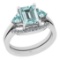 3.19 Ctw SI2/I1 Aquamarine And Diamond 14k White Gold Bridal Wedding Set Ring
