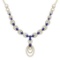 23.80 Ctw SI2/I1 Blue Sapphire And Diamond 14K Yellow Gold Victorian Style Necklace