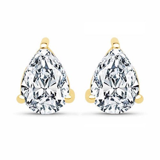 Certified 1.00 CTW Pear Diamond 14K Yellow Gold Earring