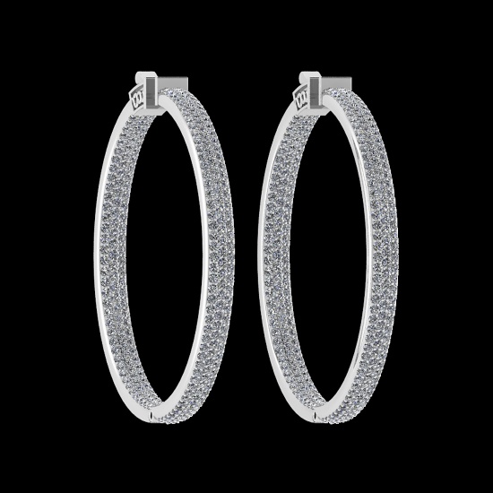 3.00 Ctw i2/i3 Diamond 14K White Gold Hoop Earrings