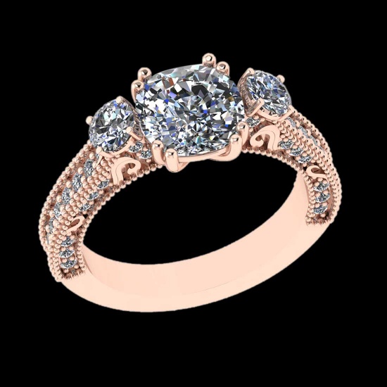 2.98 Ctw SI2/I1 Diamond 18K Rose Gold Engagement Ring