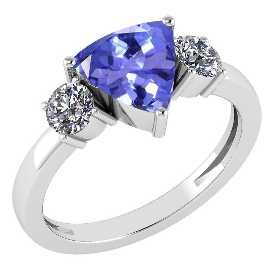 Certified 2.25 Ctw Tanzanite And Diamond Ladies Fashion Halo Ring 14k White Gold (VS/SI1) MADE IN US