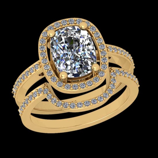 2.37 Ctw SI2/I1 Diamond 18K Yellow Gold Engagement set Ring
