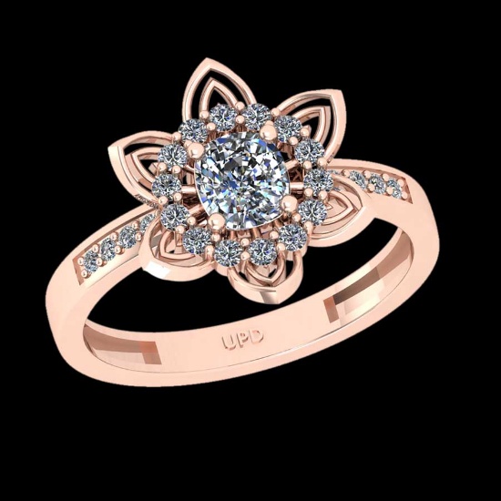 0.86 Ctw SI2/I1 Diamond 18K Rose Gold Engagement Ring