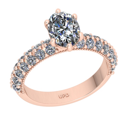 2.34 Ctw HRD Certificate Diamond Set 14K Rose Gold Engagement Ring
