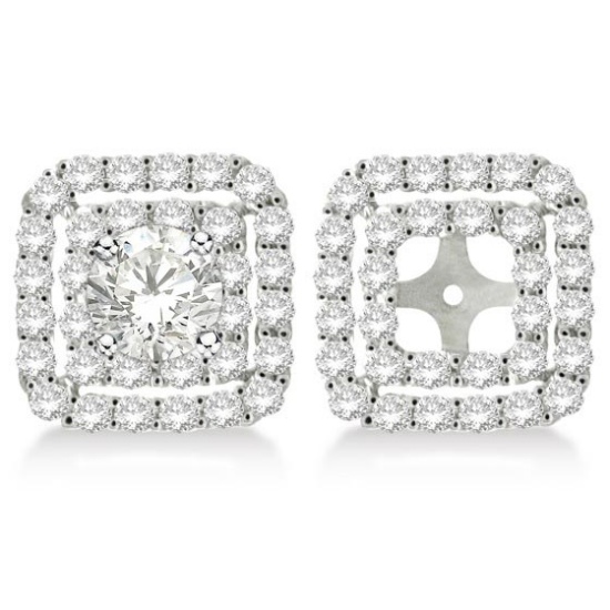 Pave-Set Square Diamond Earring Jackets in 14k White Gold 1.05ctw