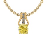 Certified 0.56 Ct GIA Certified Natural Fancy Yellow Diamond and White Diamond 18K Yellow Gold Penda