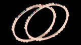 Certified 2.45 Ctw SI2/I1 Multi Emerald,Ruby,Sapphire And Diamond 14K Rose Gold Bangles