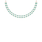 10.50 Ctw Emerald 14K Rose Gold Double layer Necklace