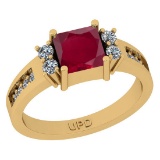 0.75 Ctw SI2/I1 Ruby And Diamond 14K Yellow Gold Ring