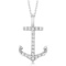 Anchor Diamond Pendant Necklace 14K White Gold 0.10ctw