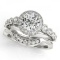 Certified 1.02 Ctw SI2/I1 Diamond 14K White Gold Bridal Wedding Set Ring