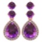 Certified 5.17 Ctw Amethyst And Diamond 14k Rose Gold Halo Dangling Earrings