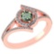 0.73 Ctw Green Amethyst And Diamond 14k Rose Gold Halo Ring