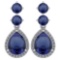 Certified 5.17 Ctw Blue Sapphire And Diamond 14k White Gold Halo Dangling Earrings