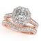 Certified 1.50 Ctw SI2/I1 Diamond 14K Rose Gold Bridal Wedding Set Ring