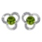 1.2Ctw Peridot And Diamond 14k White Gold Halo Stud Earring