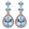 Certified 5.17 Ctw Aquamarine And Diamond 14k Rose Gold Halo Dangling Earrings